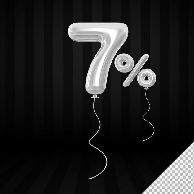 Promoción Número de globo plateado del 7 por ciento