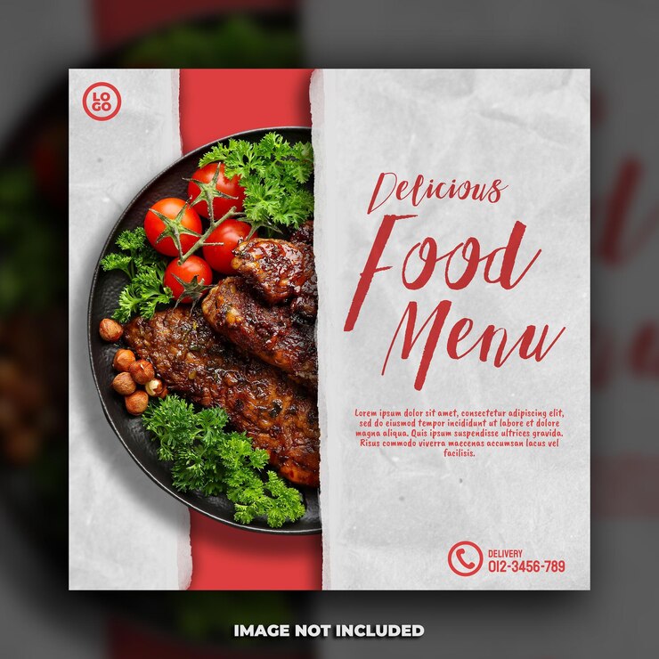 PSD promoción de plantilla de publicación de redes sociales de menú de comida deliciosa