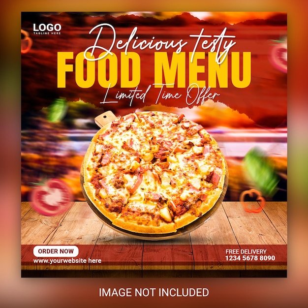 Promoción de redes sociales de comida rápida de pizza especial y diseño de publicación de banner de instagram Plantilla
