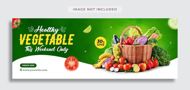 Promoción de redes sociales de verduras y plantilla de portada de facebook