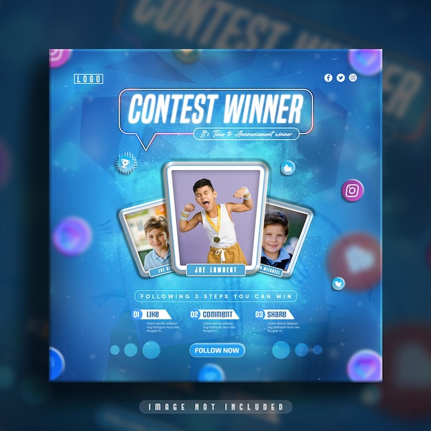 Promoción de sorteo para plantilla de publicación en redes sociales instagram y facebook