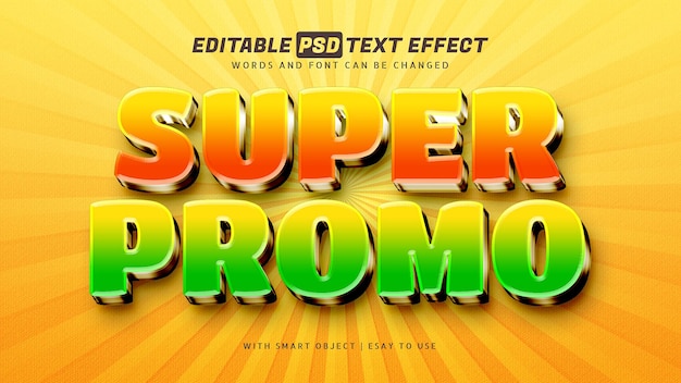 PSD promoción de super venta efecto de texto 3d editable