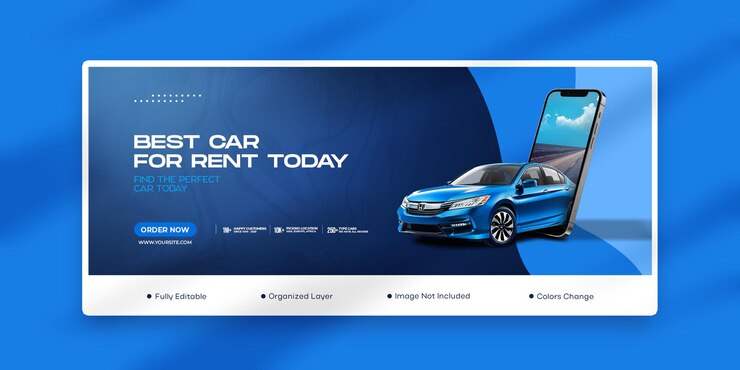 PSD promoción de venta de autos, publicación en redes sociales, plantilla de diseño de portada de facebook