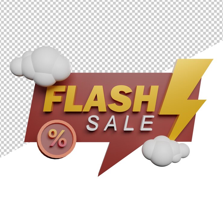 PSD promoción de venta flash descuento vista frontal ilustración de renderizado 3d fondo transparente