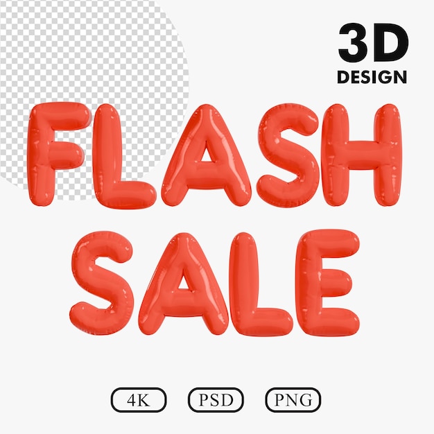 Promoción de venta flash Efecto de globo rojo vista delantera aislada