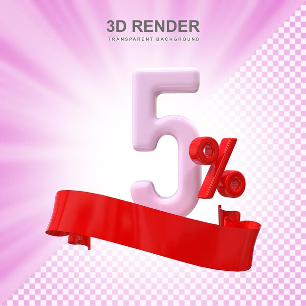 PSD promotion de 5 pour cent sur la vente rendre en 3d