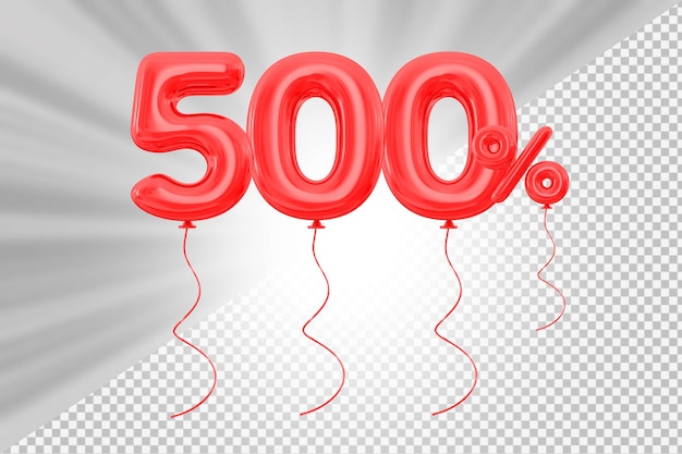 Promotion 500 Prozent rote Ballonzahl