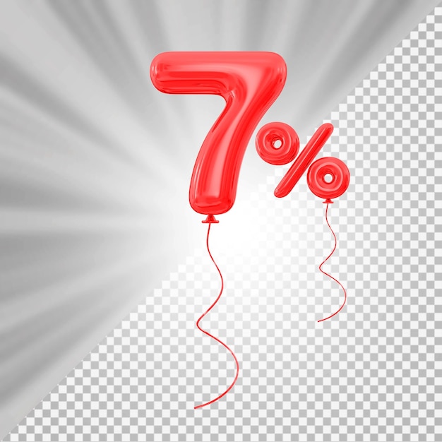 Promotion 7 Prozent rote Ballonzahl