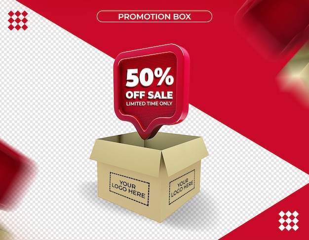 Promotion-Box in 3D-Rendering isoliert