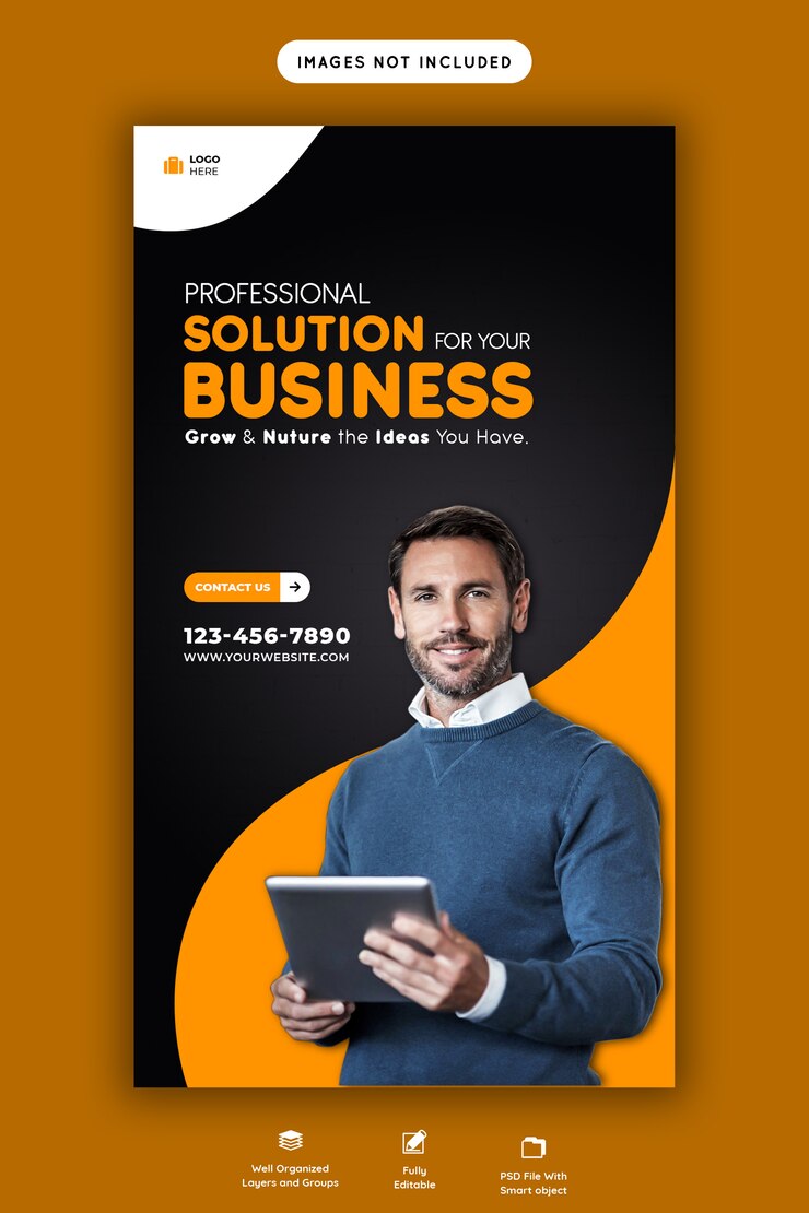 PSD promotion d'entreprise et modèle d'histoire instagram d'entreprise