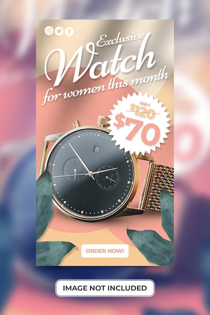 PSD promotion exclusive de produits de marque de montres pour femme avec modèle d'histoires sur les réseaux sociaux psd premium