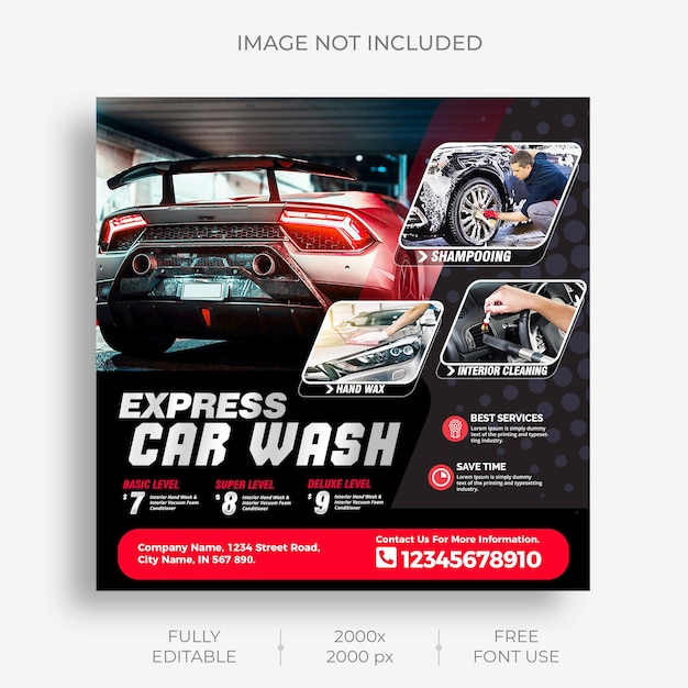 PSD promotion de lavage de voiture modèle de flux de publication sur les médias sociaux instagram