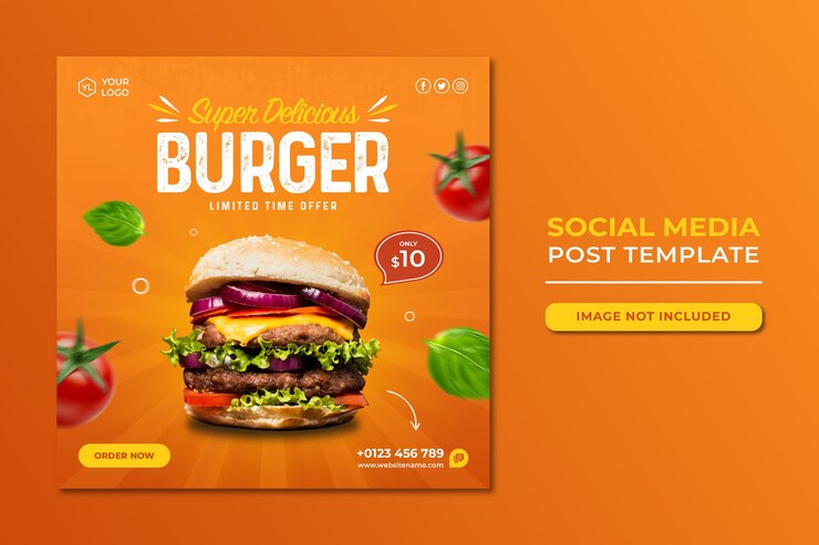 Promotion des médias sociaux alimentaires et modèle de conception de publication de bannière Instagram