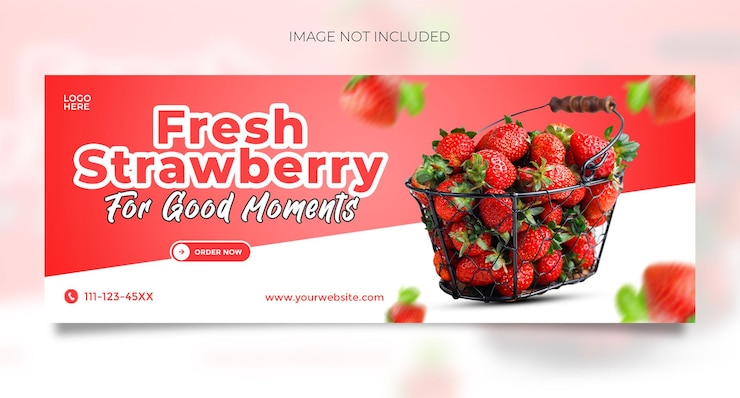 PSD promotion des médias sociaux aux fraises fraîches et modèle de bannière instagram