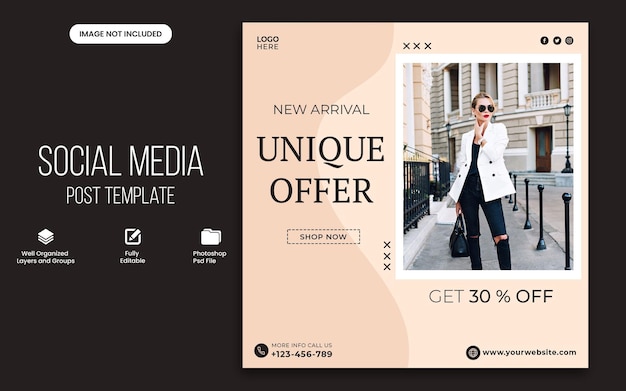 PSD promotion des médias sociaux de la mode et modèle de conception de publication de bannière instagram