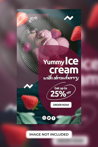 PSD promotion de menu de crème glacée avec modèle d'histoires de médias sociaux psd premium