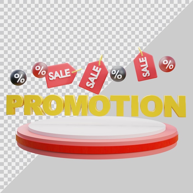 Promotion mit Podium 3D-Rendering