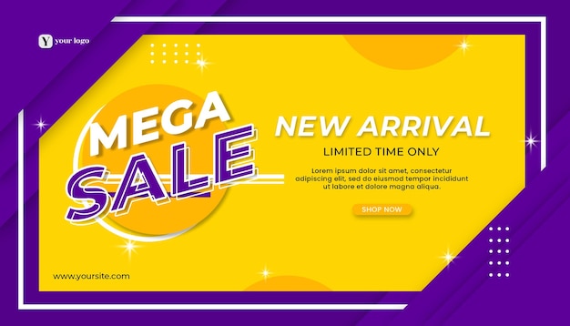 Promotion de modèle de bannière de vente méga
