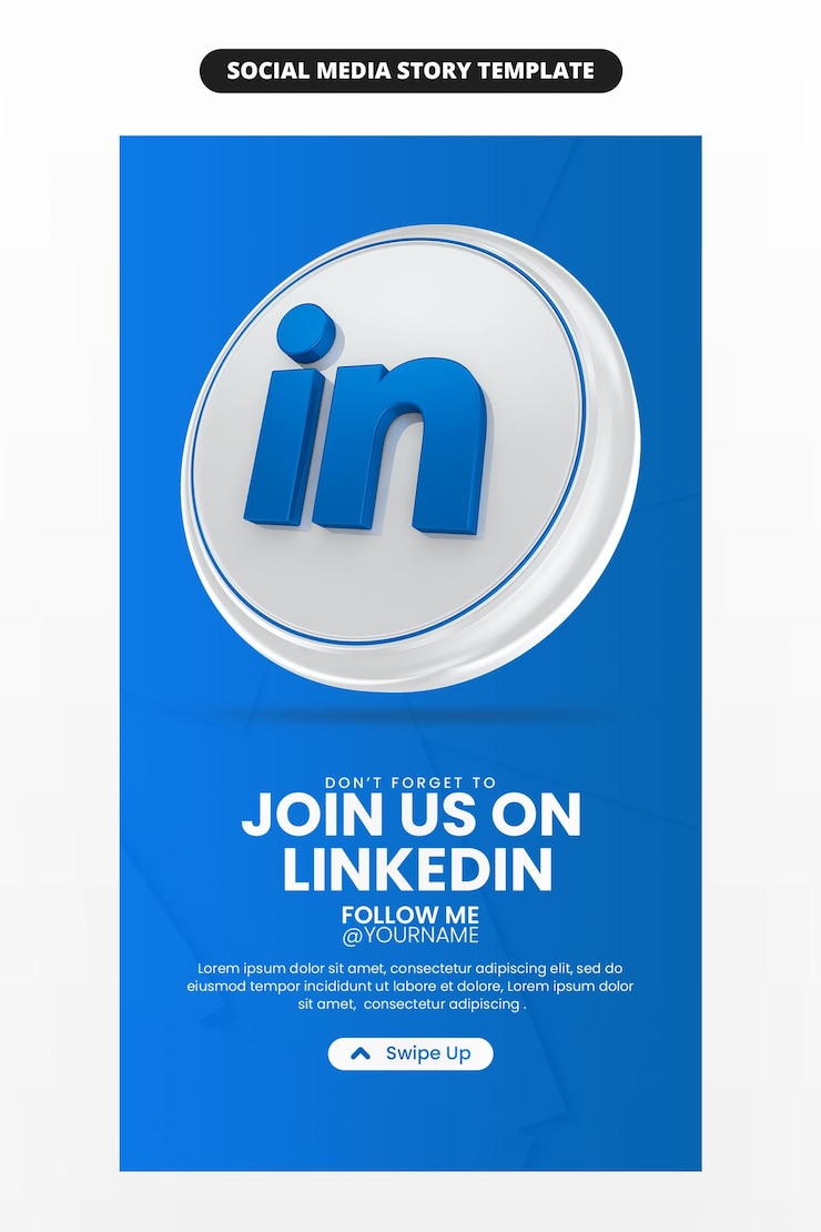 PSD promotion de la page d'entreprise avec l'icône de rendu 3d linkedin pour les médias sociaux et le modèle d'histoire instagram