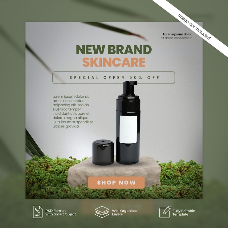 PSD promotion de produits de beauté, de cosmétiques et de soins de la peau