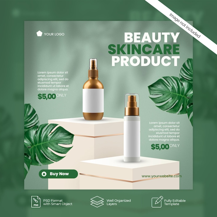 PSD promotion de produits de beauté, de cosmétiques et de soins de la peau