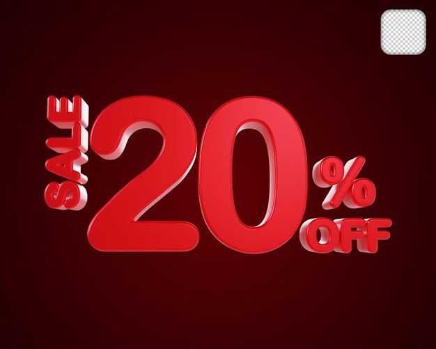 Promotion de vente 20 % de réduction Illustration 3D