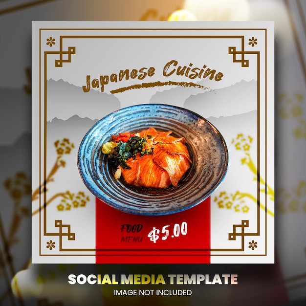 Promozione asiatica sui social media alimentari e modello di progettazione post banner instagram