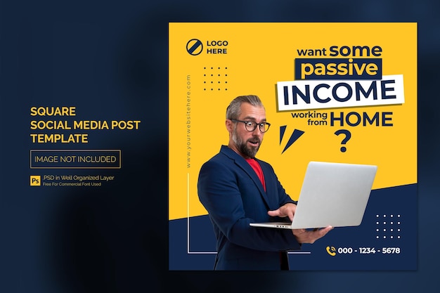 Promozione aziendale e post sui social media aziendali o modello di banner quadrato