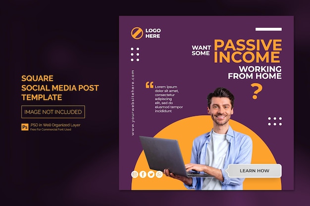 Promozione aziendale e post sui social media aziendali o modello di banner quadrato