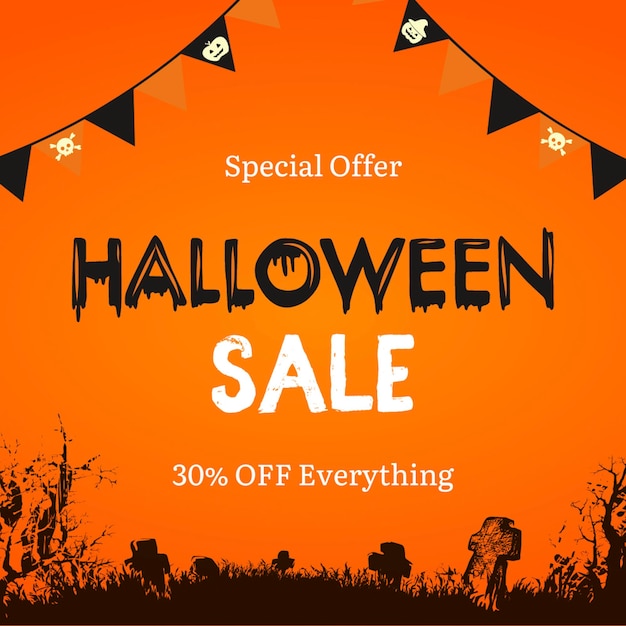 Promozione dei saldi di Halloween spettrale arancione e nero Post su Instagram 1