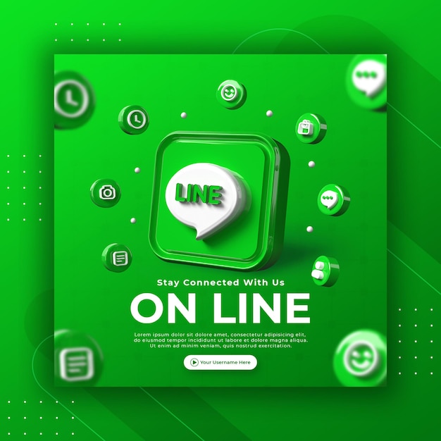 Promozione della pagina aziendale con linea di rendering 3d per modello di post Instagram