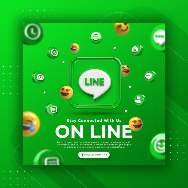 Promozione della pagina aziendale con linea di rendering 3d per modello di post Instagram
