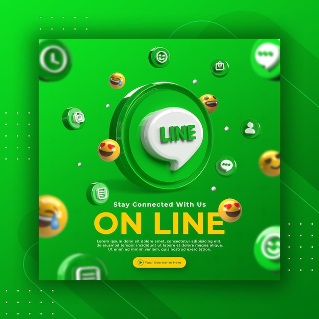 Promozione della pagina aziendale con linea di rendering 3d per modello di post Instagram