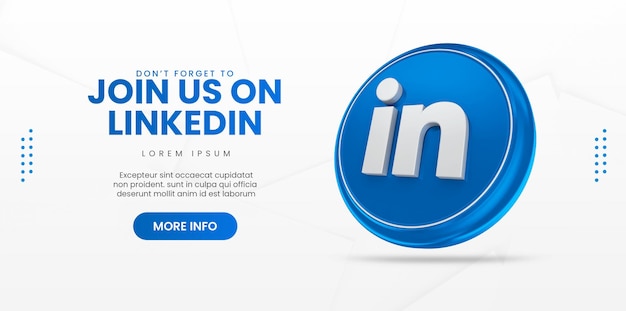 Promozione della pagina aziendale con rendering 3d linkedin icona per modello di banner per social media
