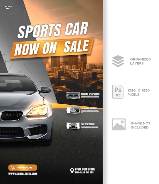 promozione della vendita di auto social media e storia di instagram