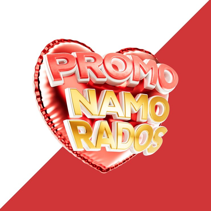 PSD promozione di san valentino 3d cuore con testo dorato e rosso