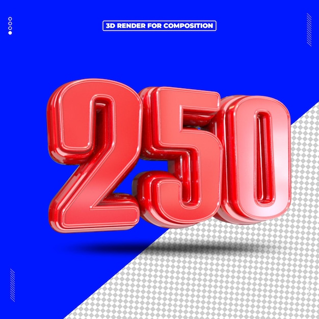 Promozione di vendita del numero rosso 3D 250