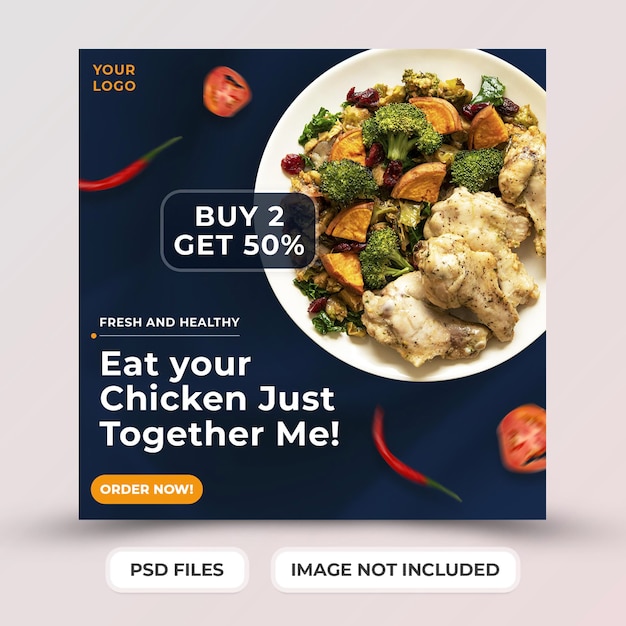 Promozione ristorante cibo pollo con modello di pagina di destinazione psd premium