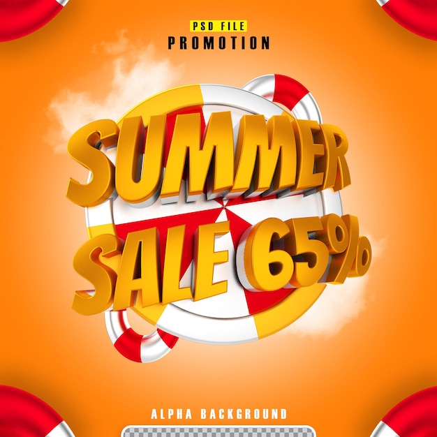 promozione saldi estivi 65 oro nel rendering 3d isolato