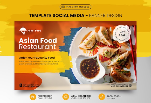 Promozione sui social media di alimenti PSD gratuiti e modello di progettazione di post di banner di Facebook