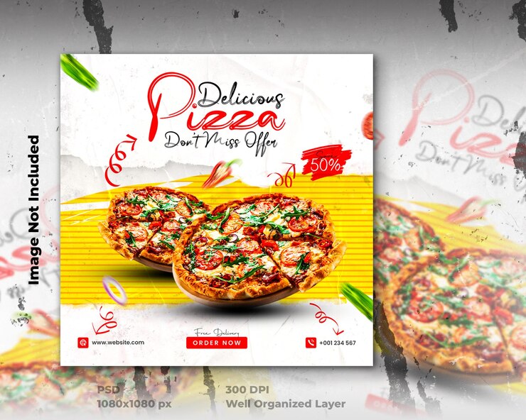 Promozione sui social media di cibo delizioso e modello di post di banner di Instagram