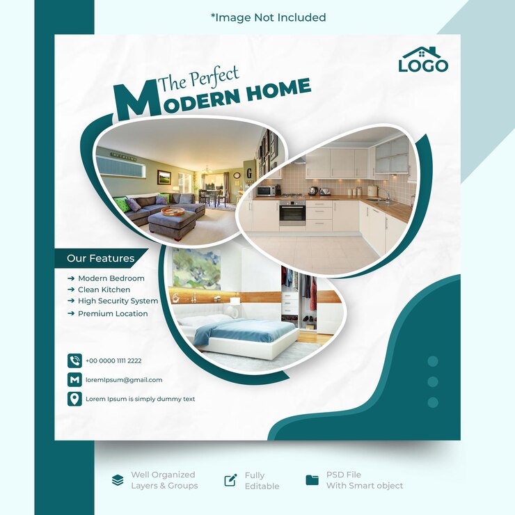 PSD property social media post plantilla de diseño de promoción de negocios inmobiliarios