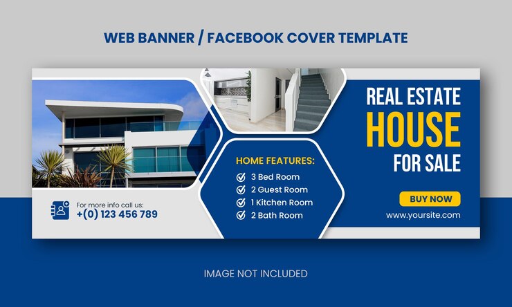 PSD propiedad inmobiliaria de la casa moderna que vende banner web o portada de facebook