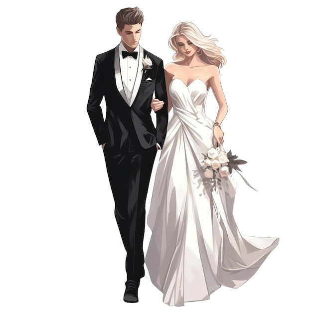 À propos de Beautiful Happy Wedding fond transparent illustration png ai généré Happy Wedding png illustration