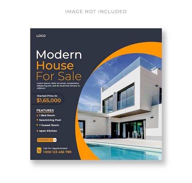 Propriedade de casa imobiliária Instagram e design de modelo de postagem de banner de mídia social