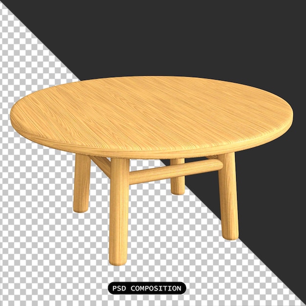 PSD propriedades da tabela psd para decoração doméstica isolada 3d ilustração de renderização