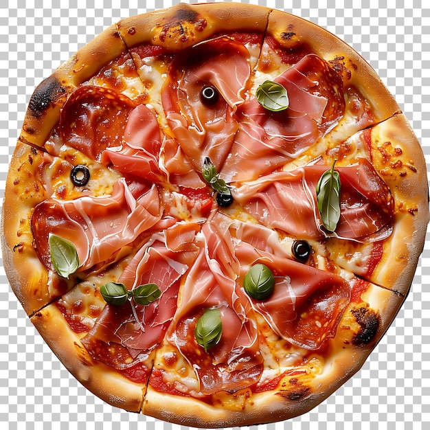 PSD prosciutto ham pizza png mit durchsichtigem hintergrund