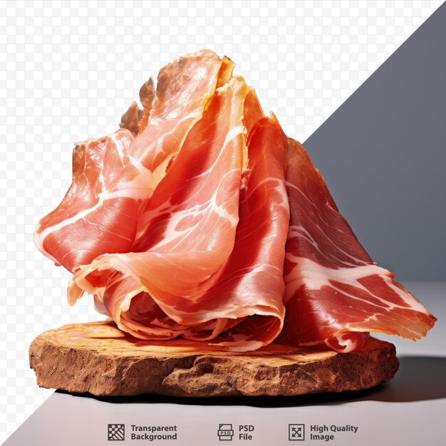 PSD prosciutto italiano o jamón español sobre un fondo transparente