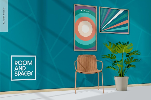 Prospettiva del mockup dell'angolo della parete