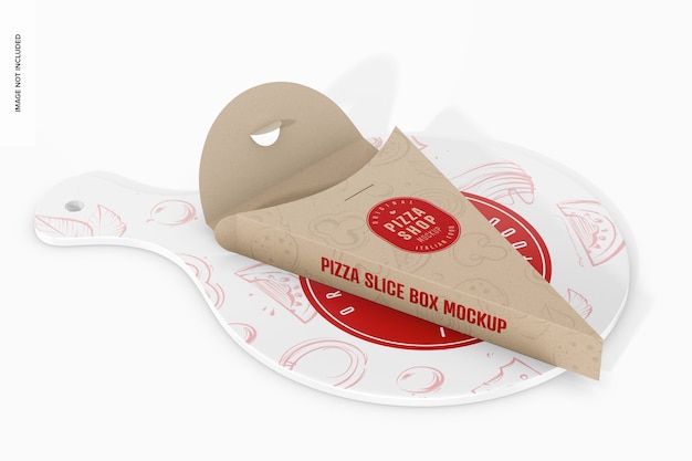 Prospettiva del mockup della scatola della fetta di pizza
